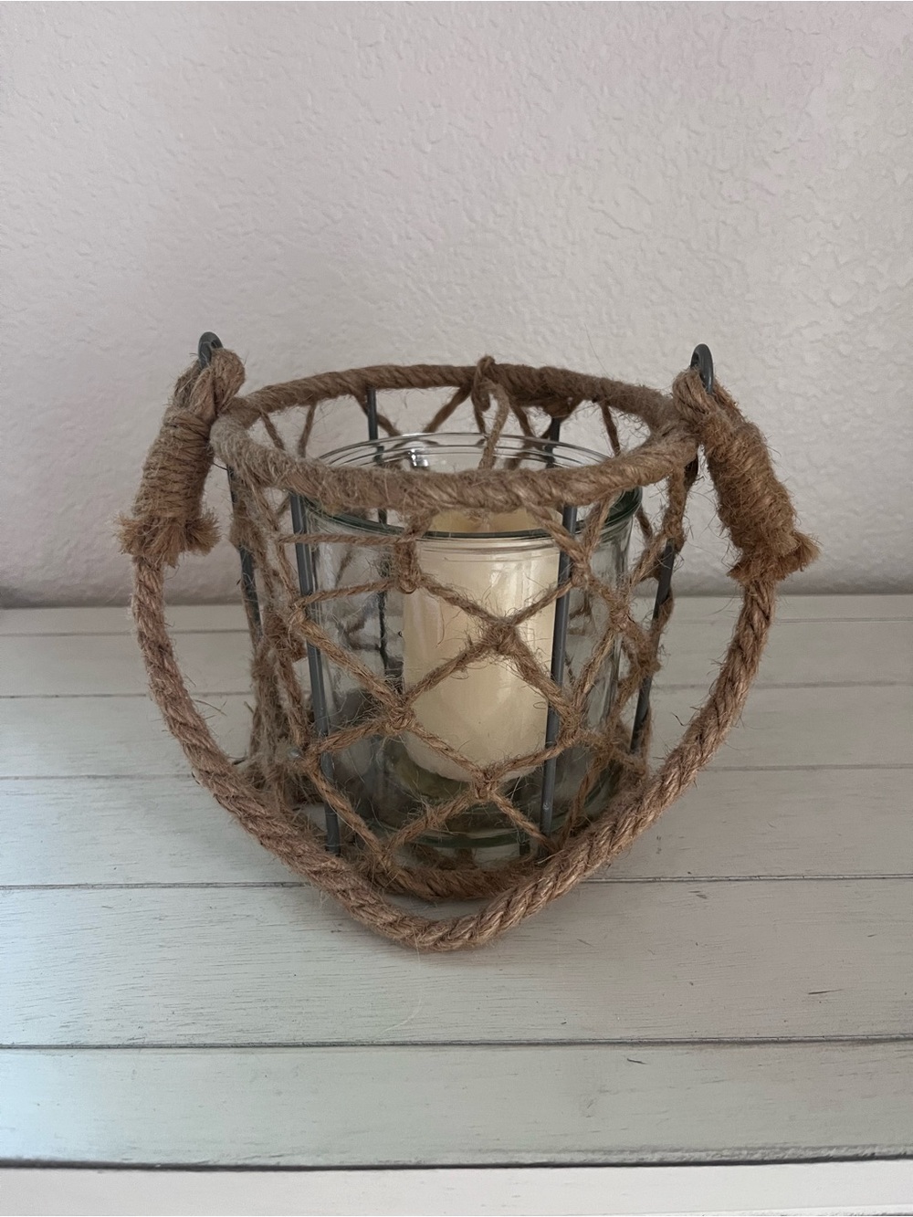 Coastal Rope Glass Candle Lantern Decor